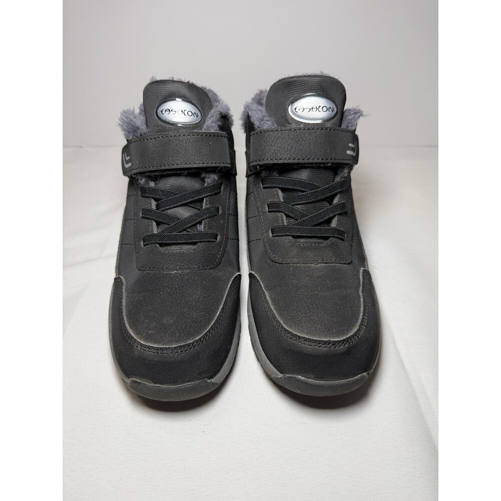 Black Ankle High Sherpa Lines Slip On Boots Size 37- US 6.5 to 7